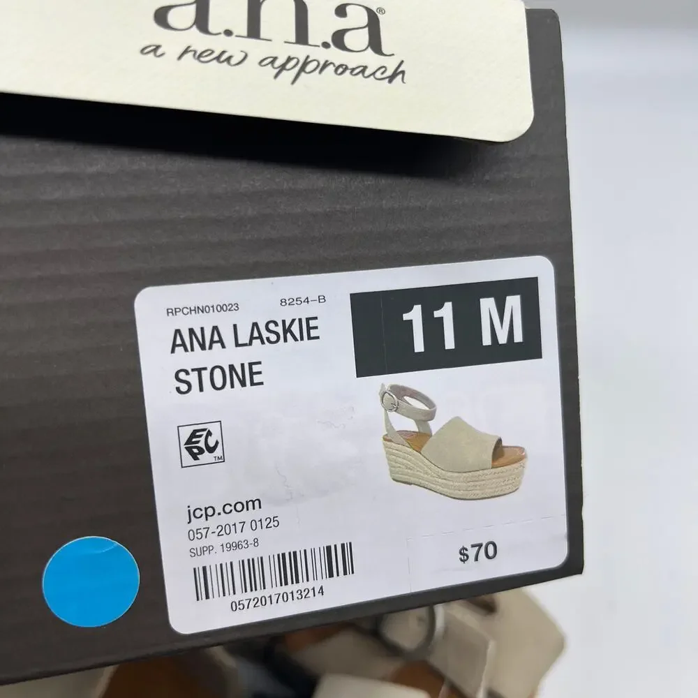 a.n.a Laskie Women Shoes Ankle Buckle Strap Sandals Brown Stone Size 11M
